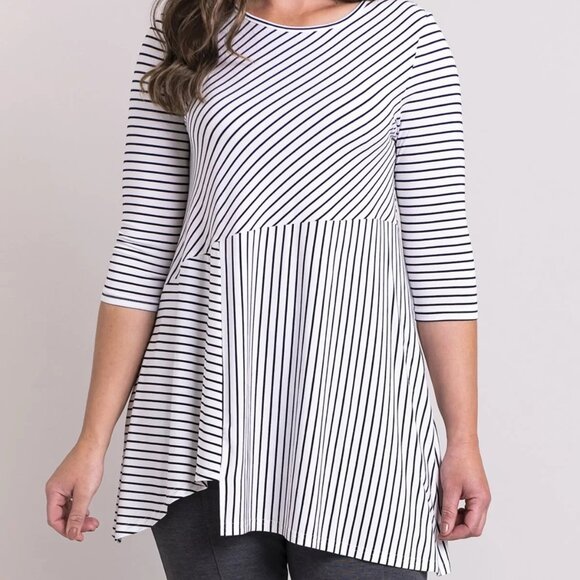Blue Sky Charming Tunic Black & White Small Stripe, Bamboo - Picture 1 of 6